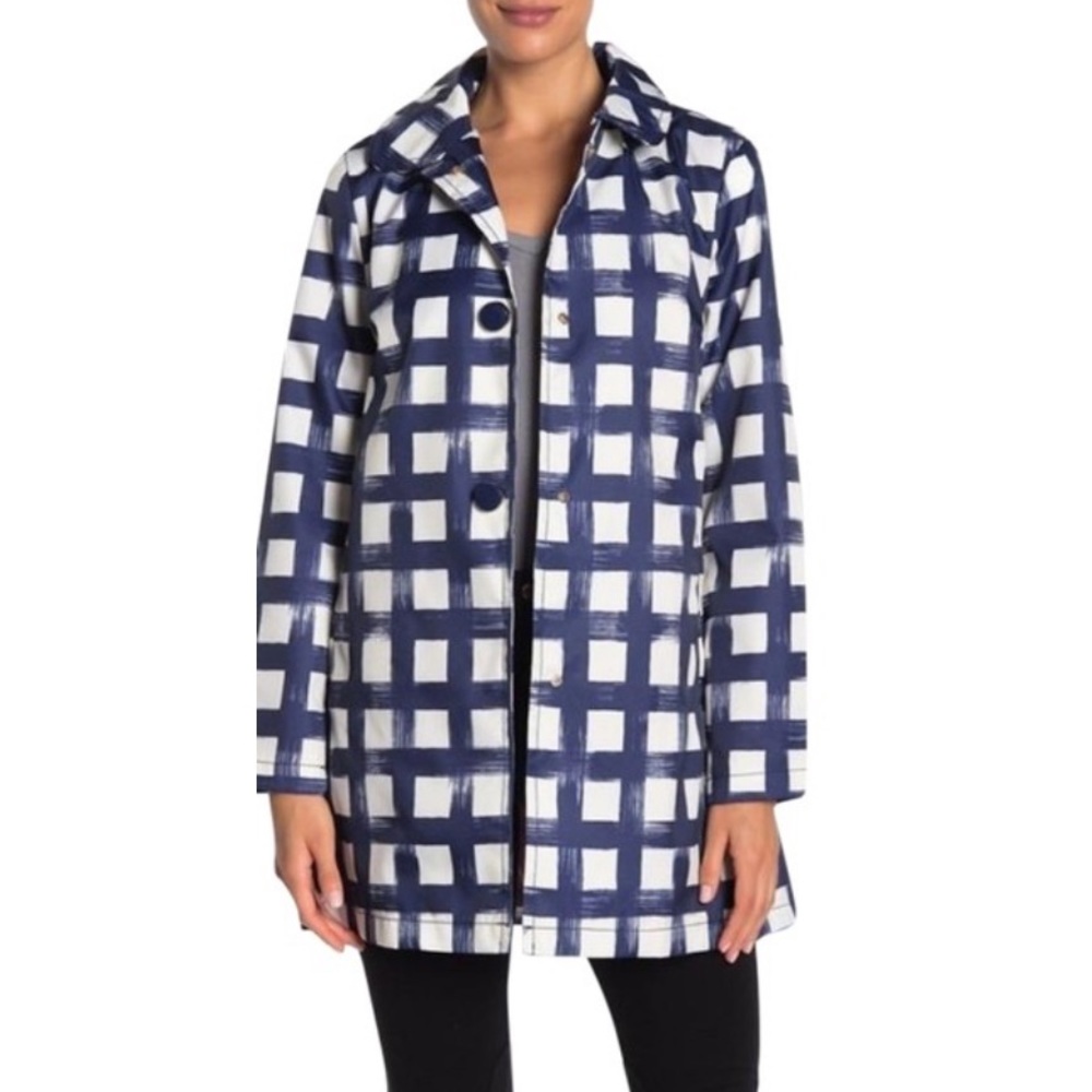 NWT Kate Spade navy and cream raincoat